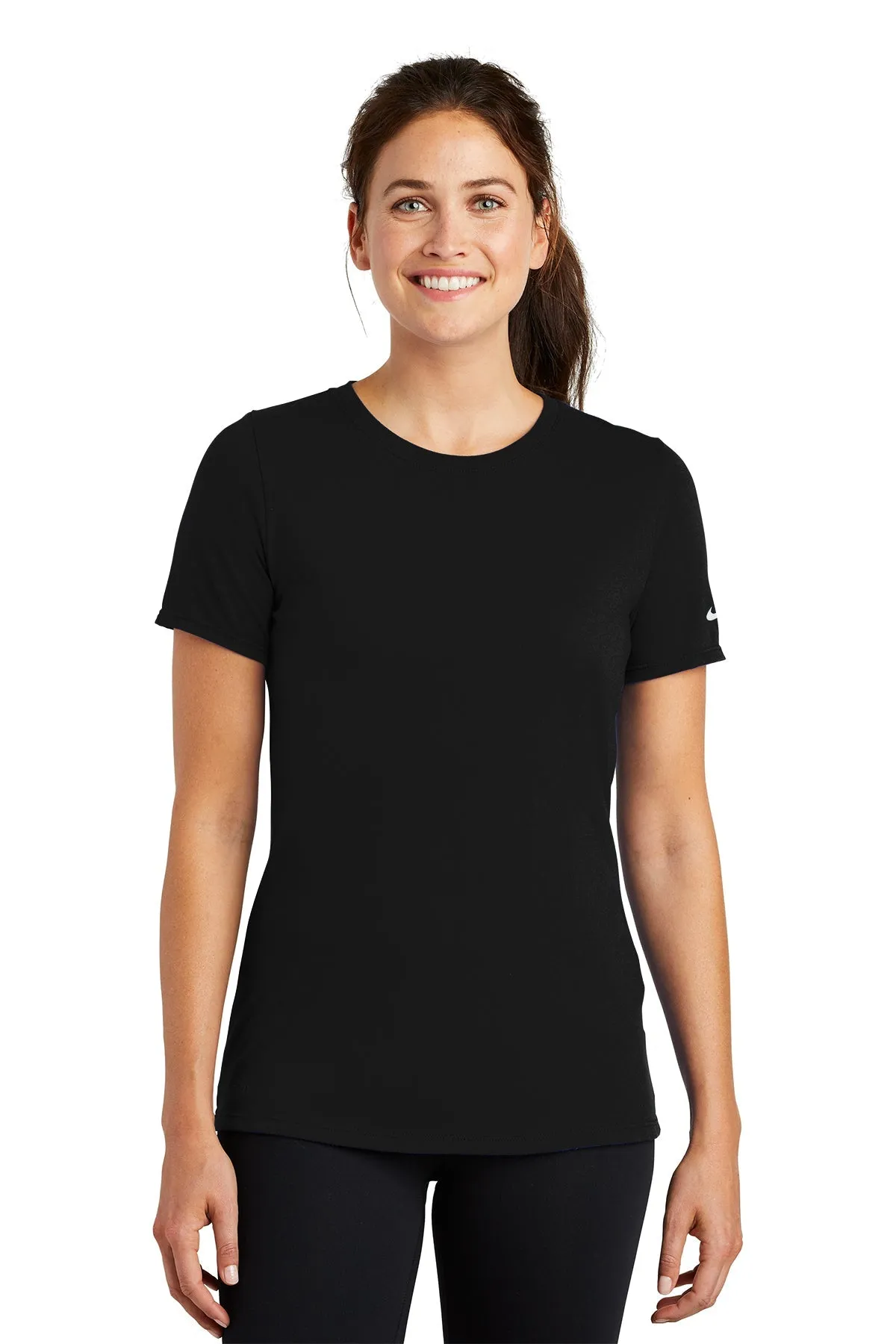 Nike Ladies DriFIT CottonPoly Scoop Neck Custom Tees, Black