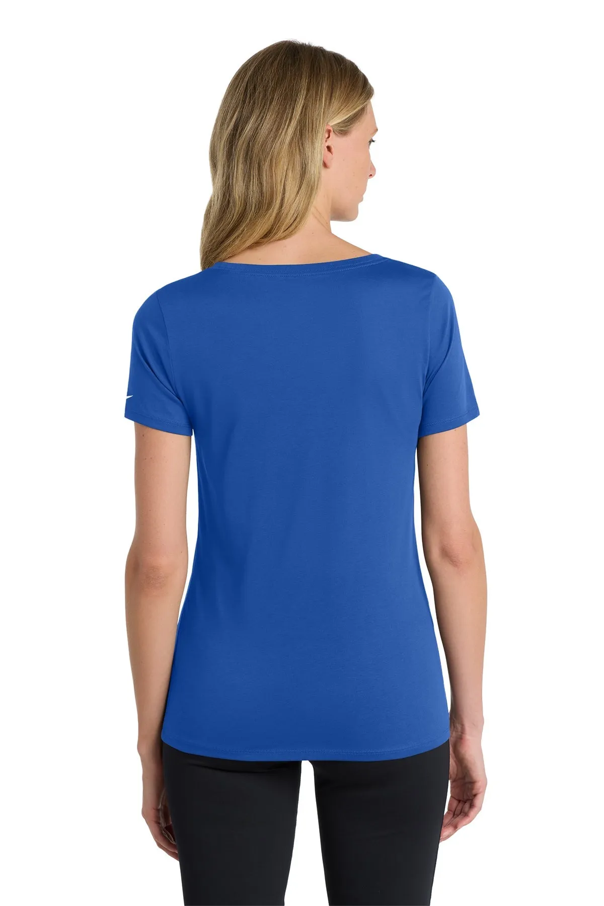 Nike Ladies DriFIT CottonPoly Scoop Neck Tee, Rush Blue [ME Elecmetal]