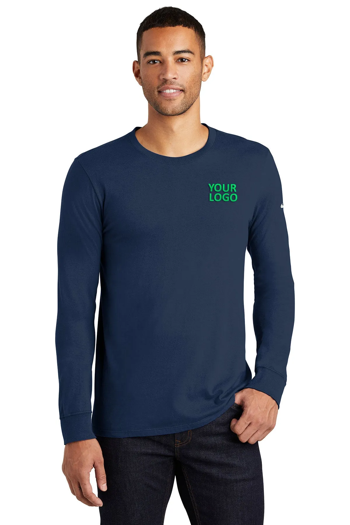 Nike Long Sleeve Customized Tees, College Navy