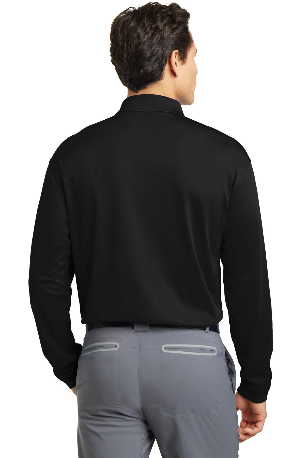 Nike Tall Long Sleeve Dri-FIT Stretch Custom Polos, Black