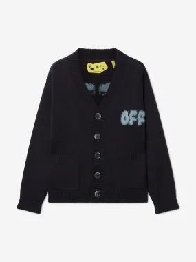 Off-White Kids Arrow Chunky Knit Cardigan in Black