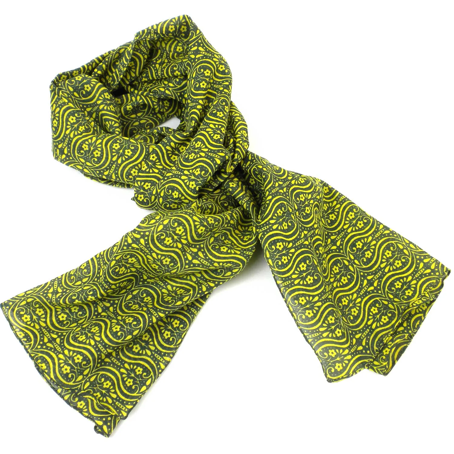 Olive and Lemon Cotton Scarf Asha Handicrafts