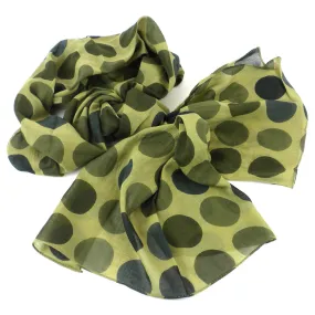 Olive Polka Dots Cotton Scarf Asha Handicrafts