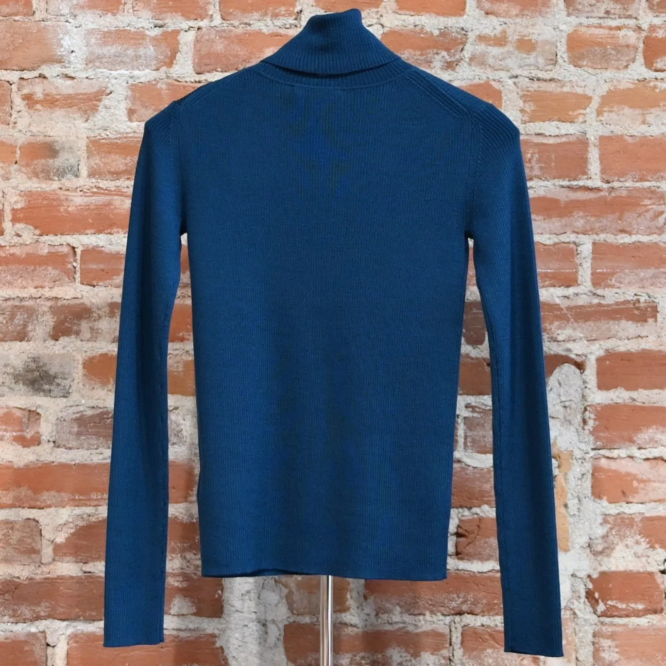 Pendleton Ladies Rib Merino Turtleneck in Peacock Blue