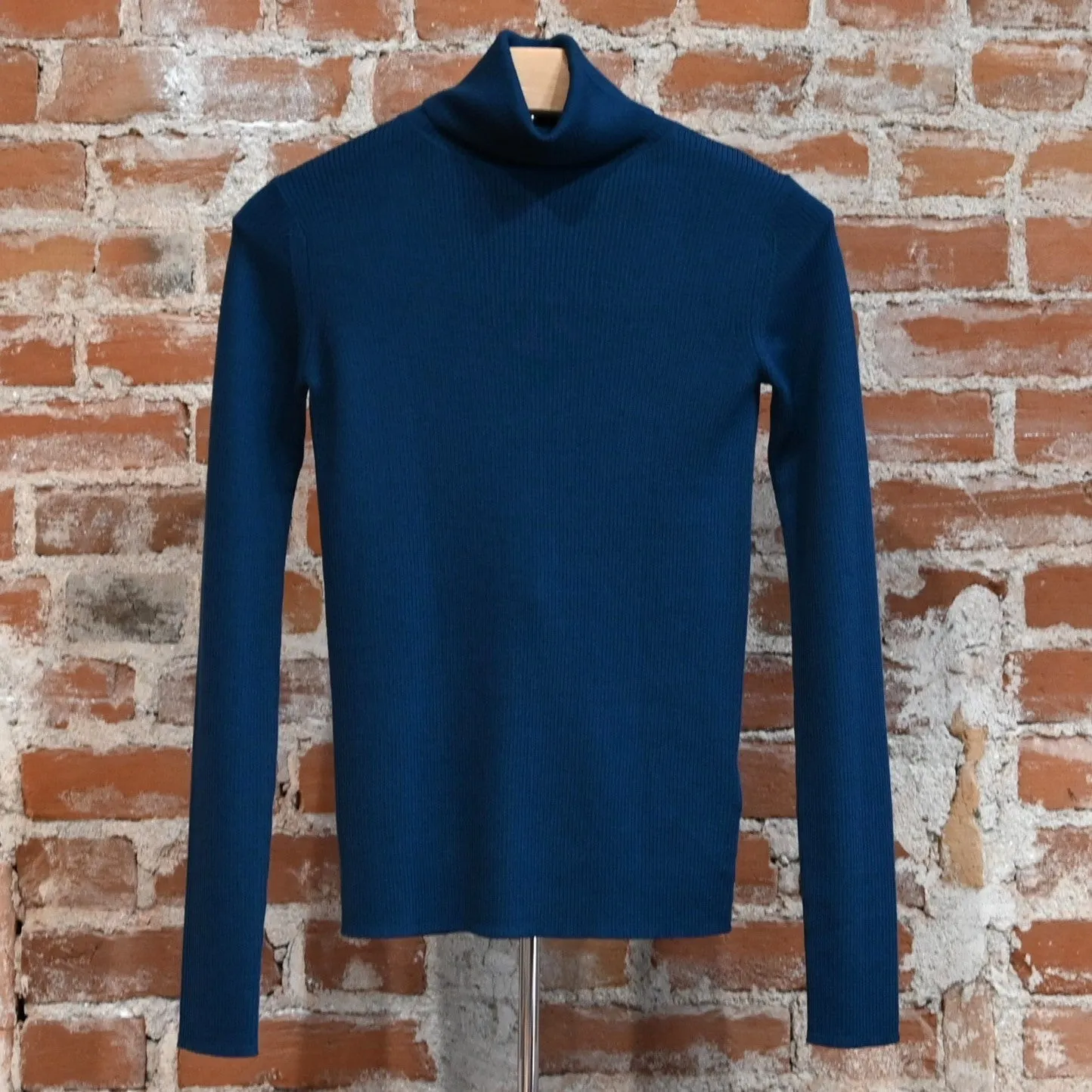 Pendleton Ladies Rib Merino Turtleneck in Peacock Blue