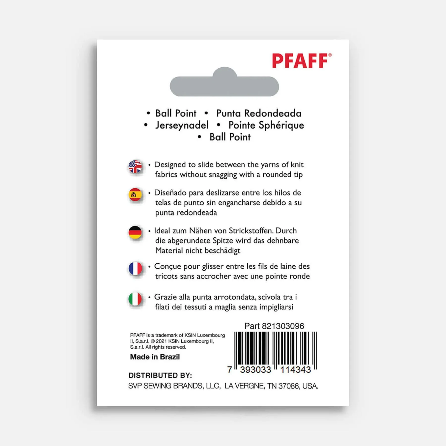 PFAFF® Ball Point Needles Assorted Sizes 5-Pack