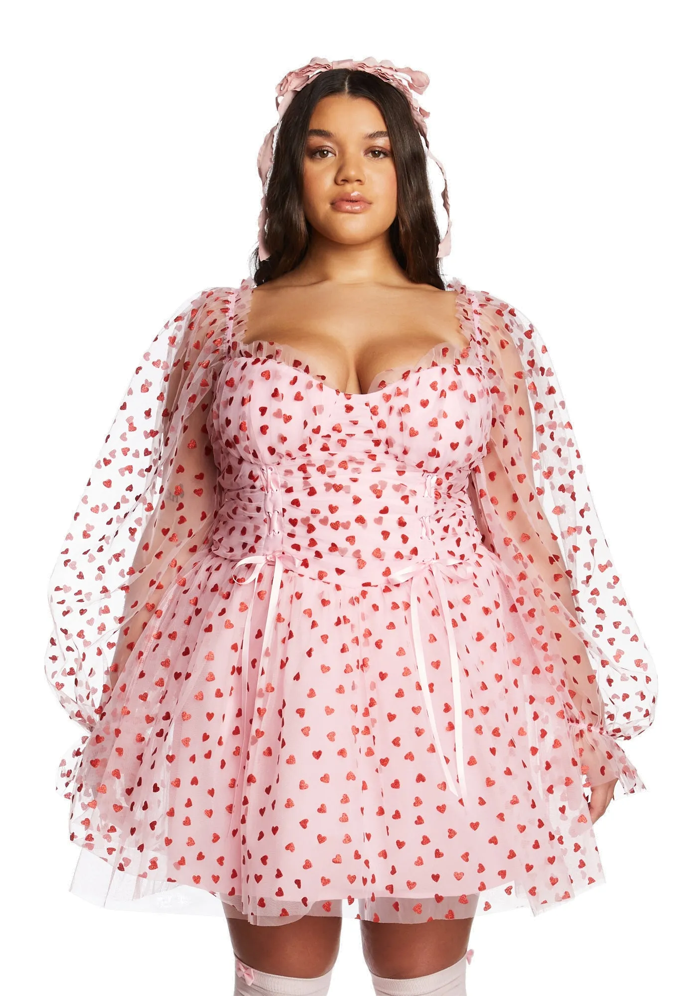 Plus Heavenly Affair Babydoll Dress-Pink