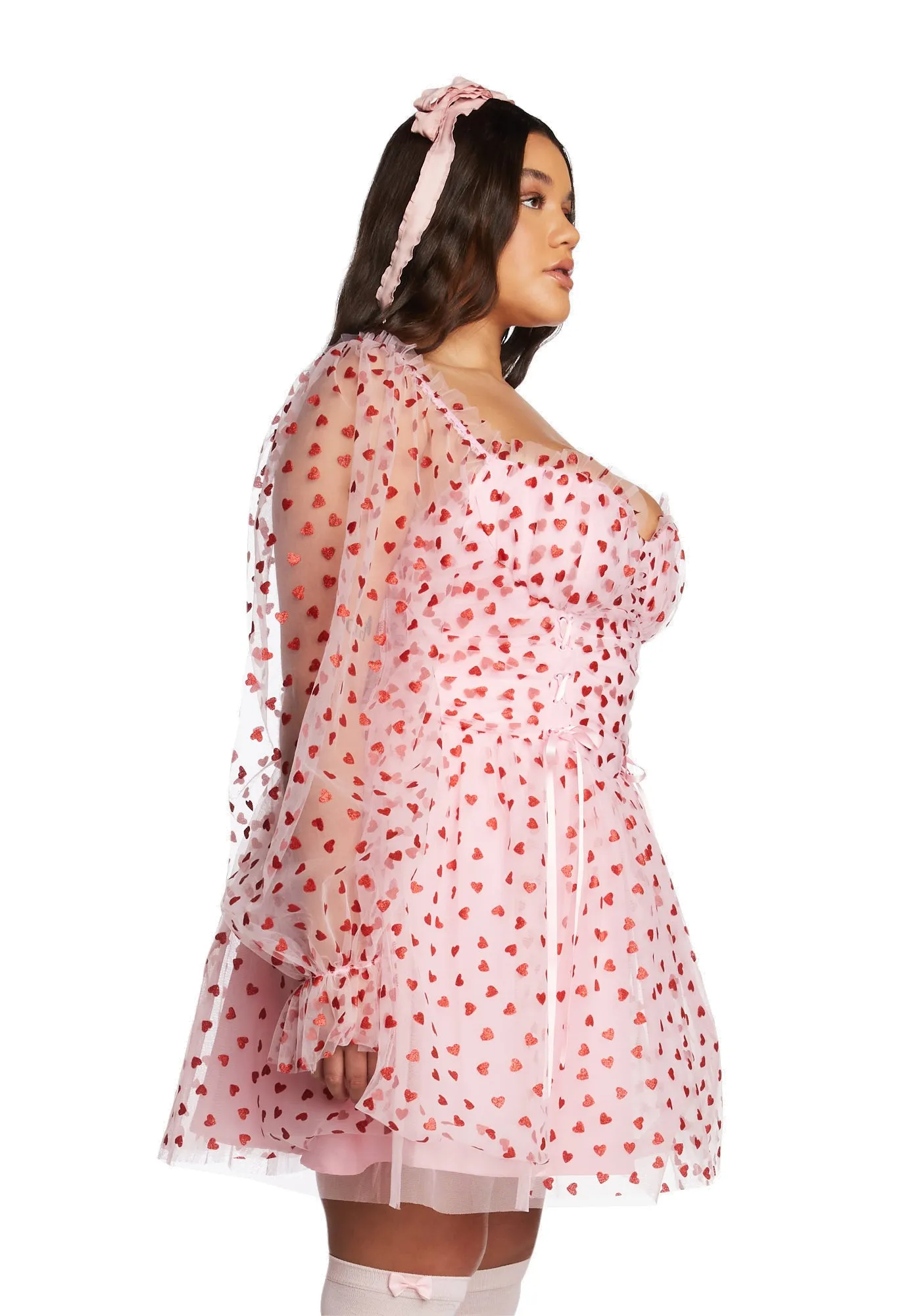 Plus Heavenly Affair Babydoll Dress-Pink