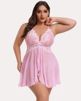 Plus Size Lace Open Front Babydoll