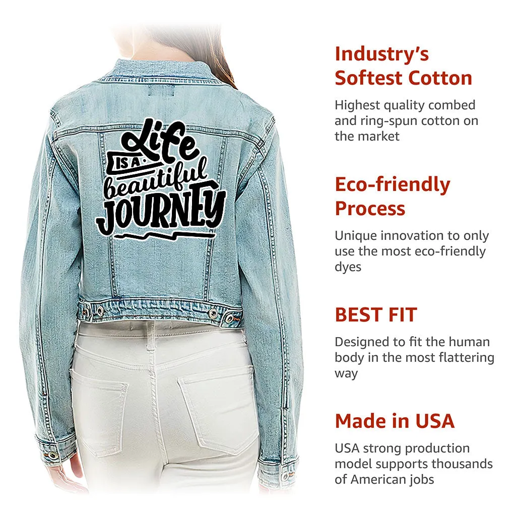 "Life is Beautiful" Cropped Women's Denim Jacket