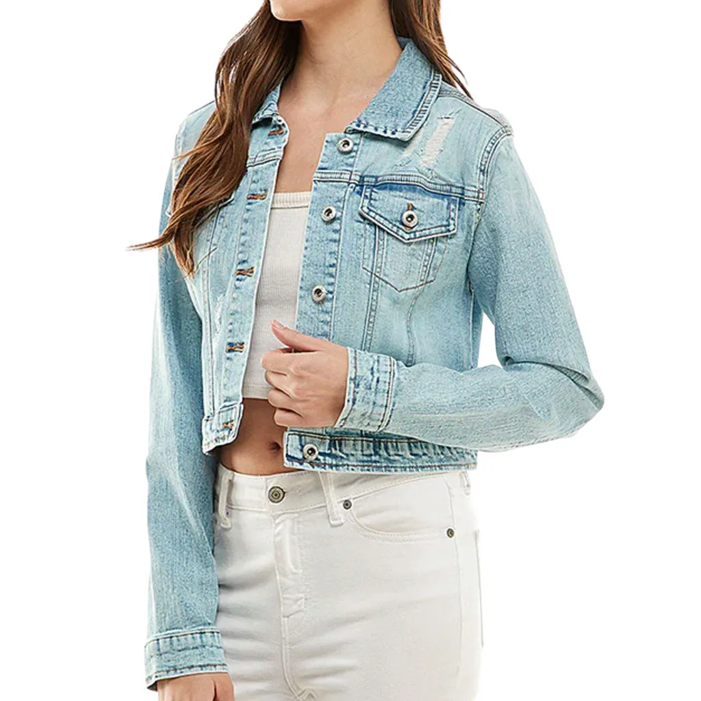 "Life is Beautiful" Cropped Women's Denim Jacket