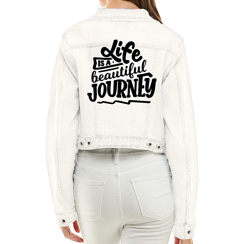 "Life is Beautiful" Cropped Women's Denim Jacket