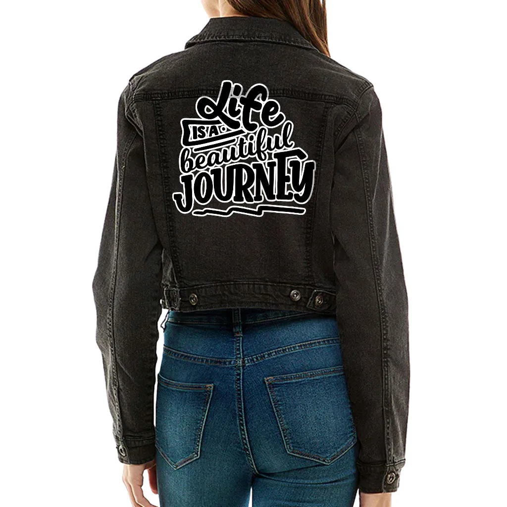 "Life is Beautiful" Cropped Women's Denim Jacket