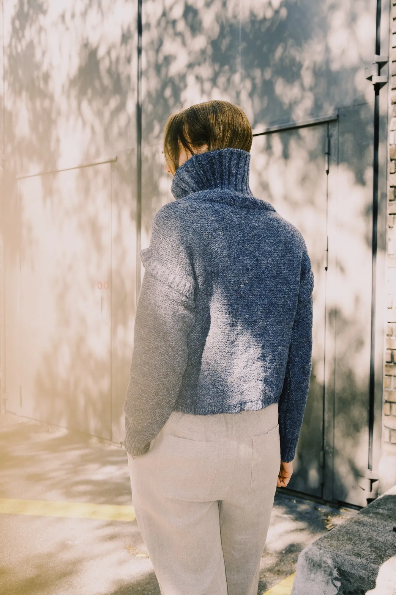 recycled wool jumper - heavy knit - blue melange