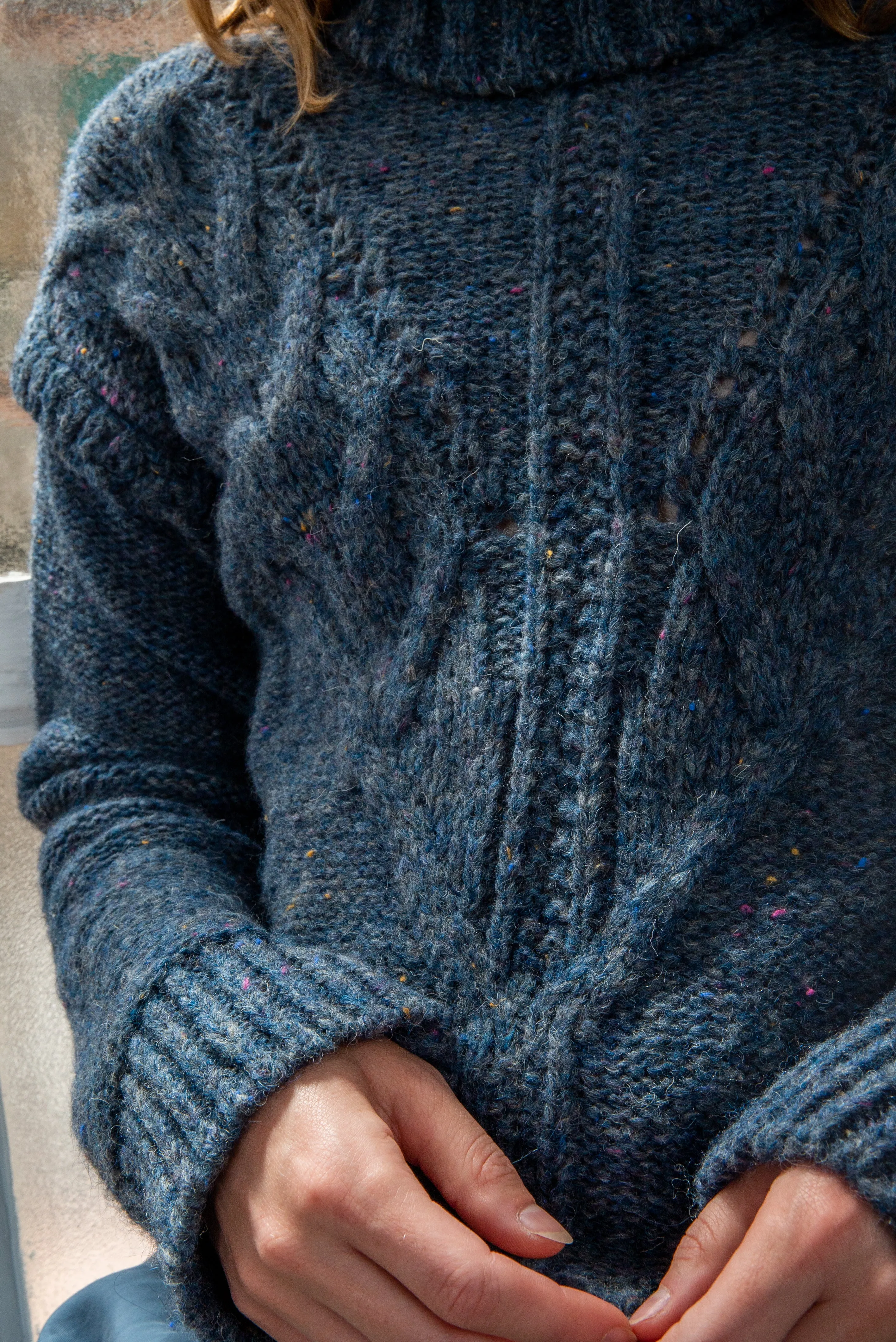 recycled wool jumper - heavy knit - blue melange