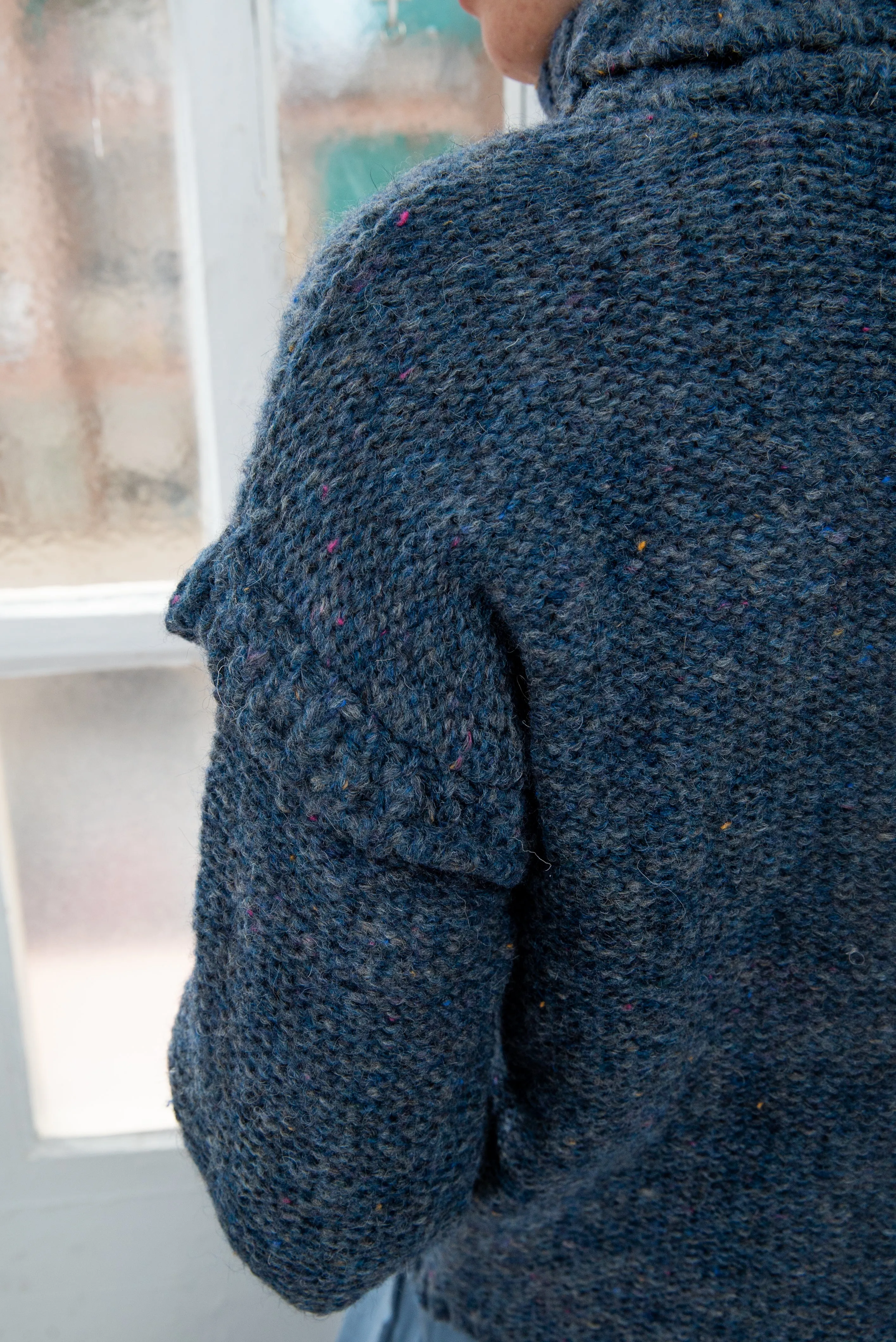 recycled wool jumper - heavy knit - blue melange