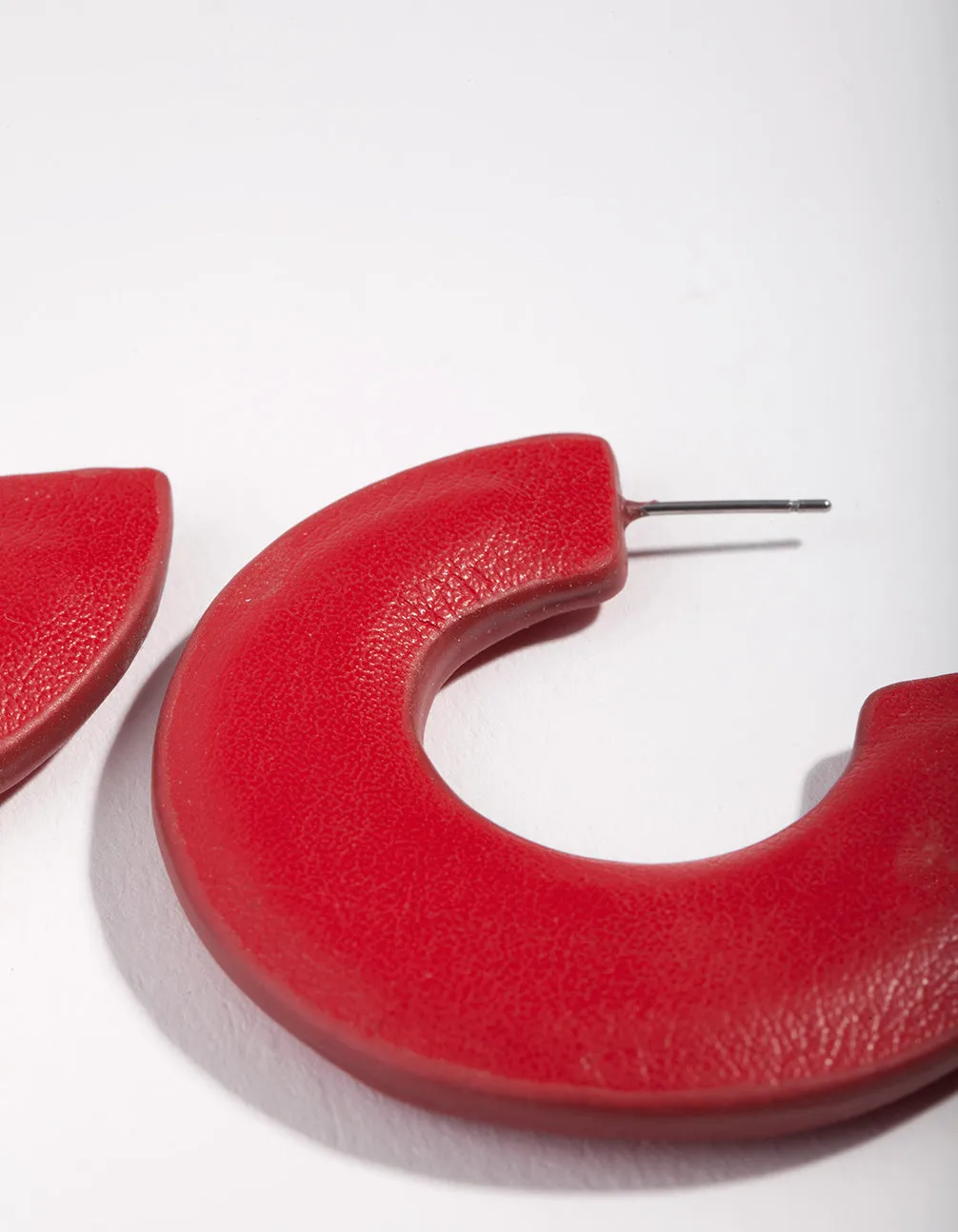 Red Acrylic C Shape Hoop Earrings