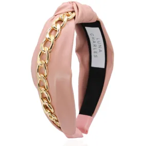 Rihanna Leather Chain Headband - Pink