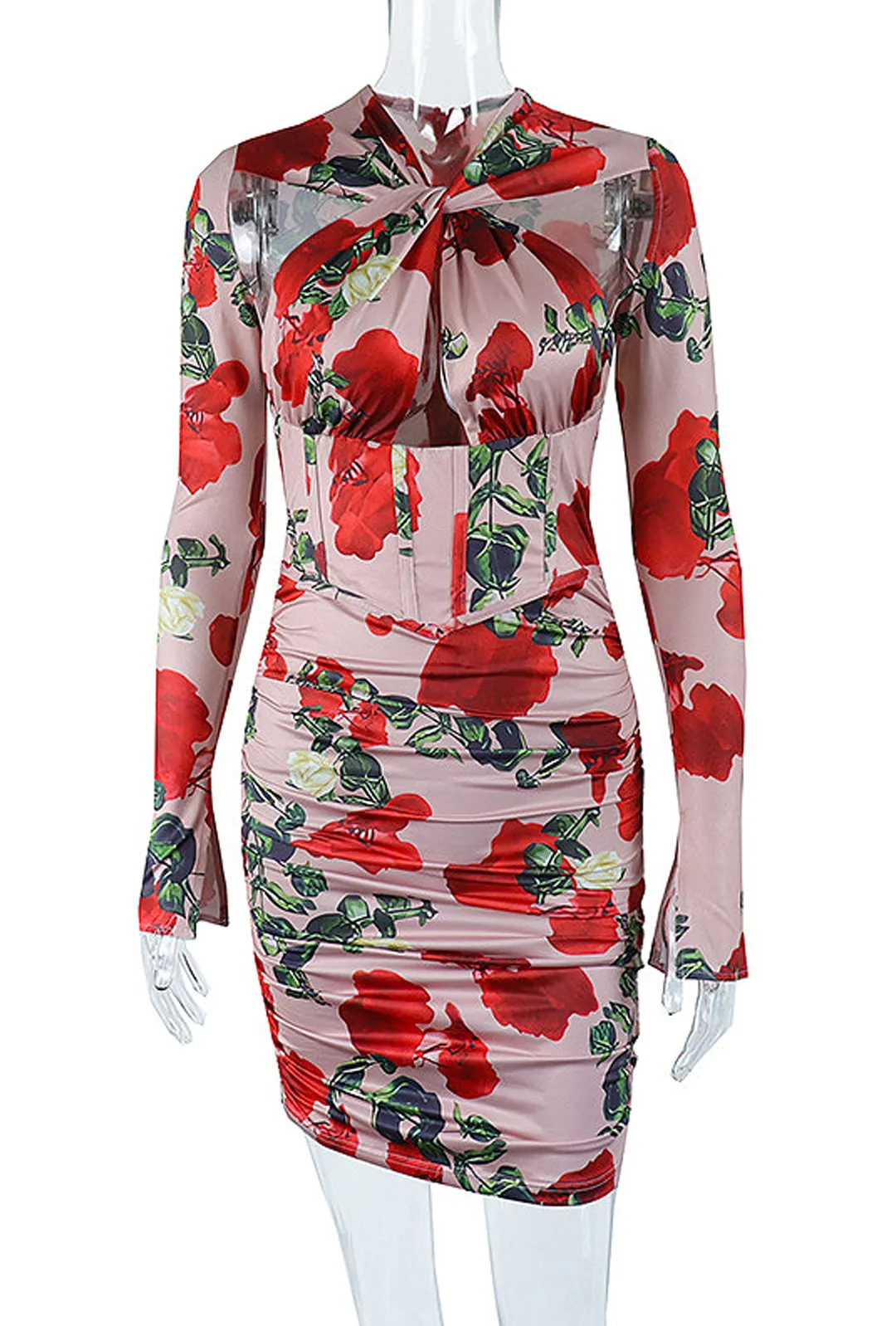 ROSELLE - CORSET PRINTED ROSE DRESS