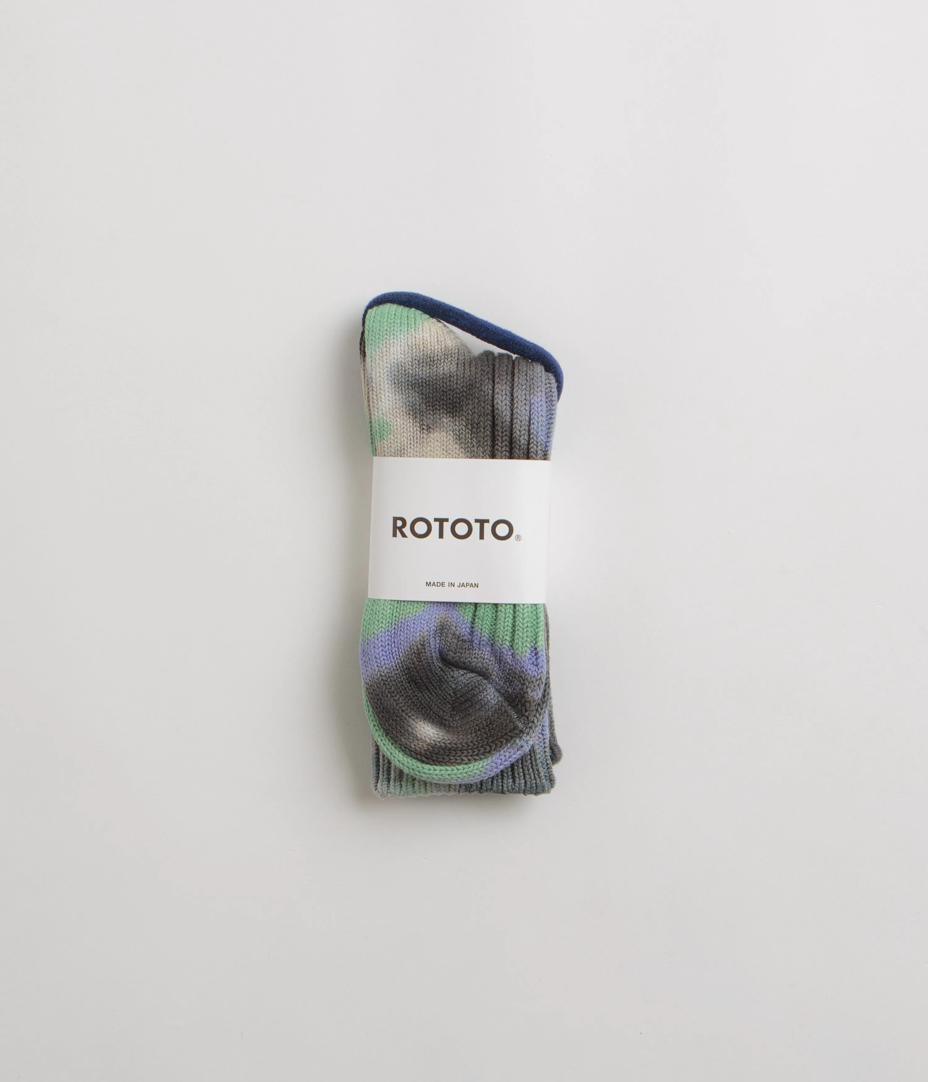 RoToTo Chunky Ribbed Socks - Black / Mint / Purple