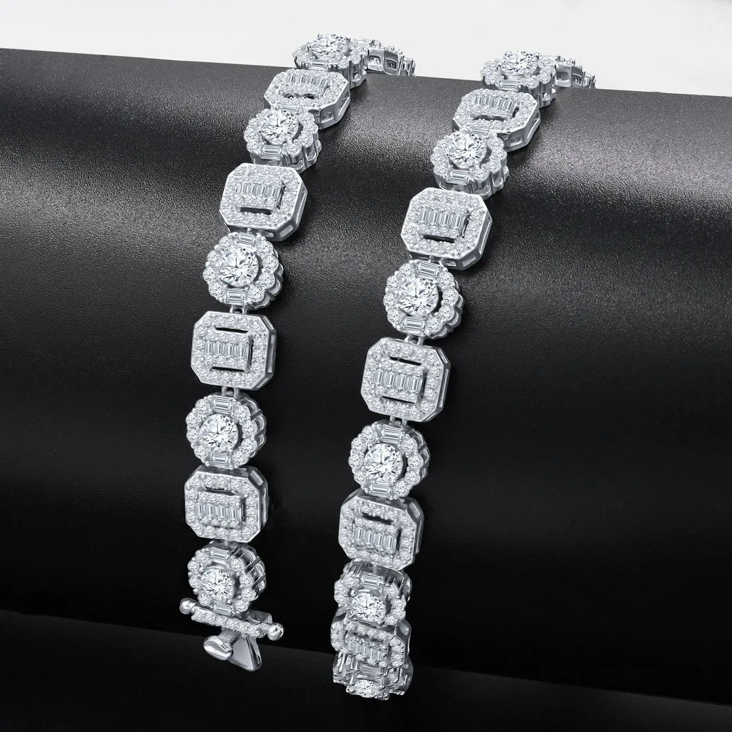 Round & Square Chunky CZ Iced out Chain .925 Sterling Silver