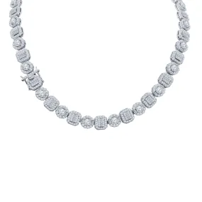 Round & Square Chunky CZ Iced out Chain .925 Sterling Silver