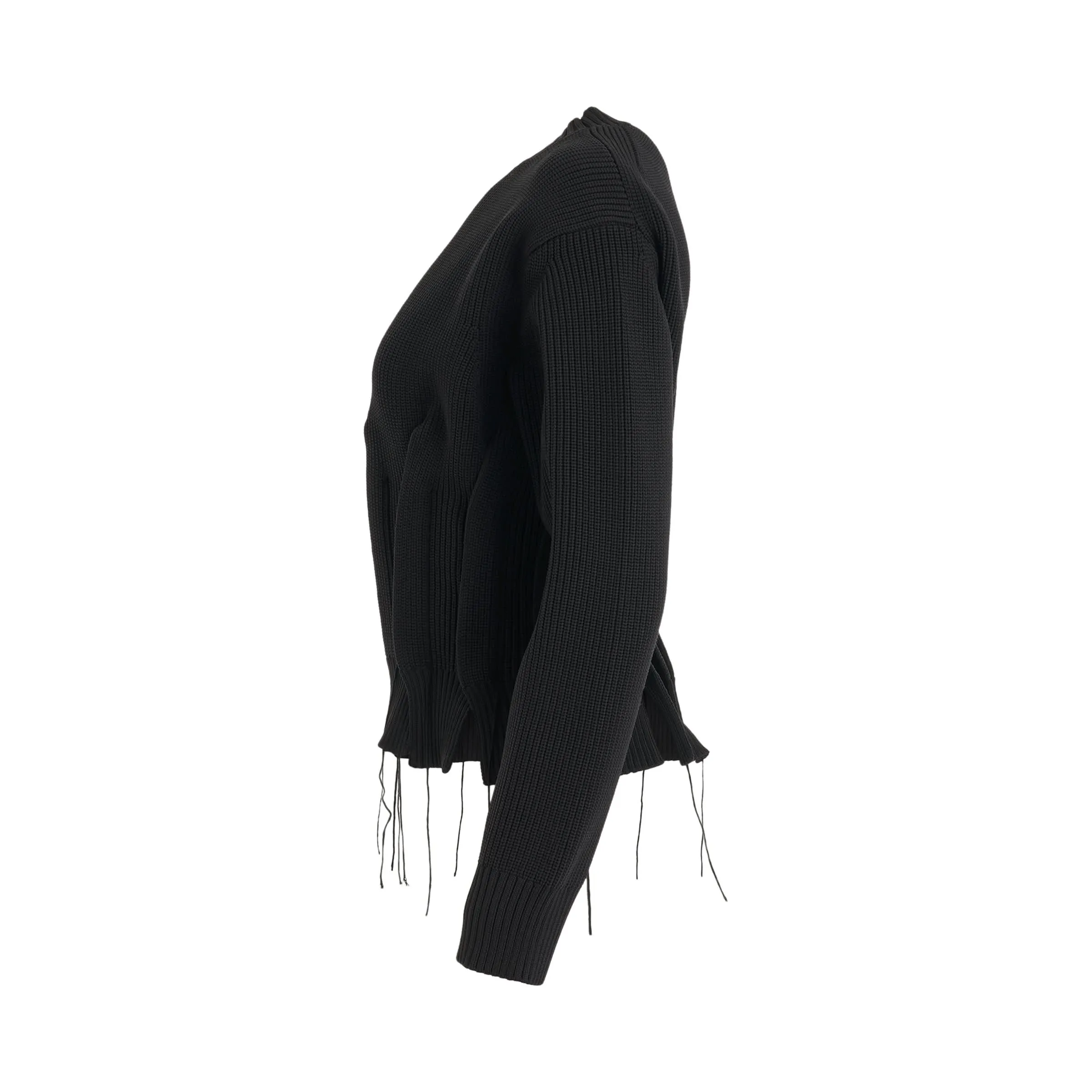 Ruched Knit Sweater in Black