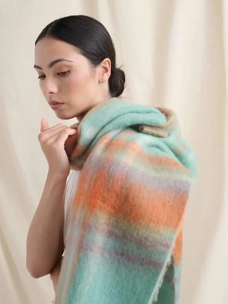 Samantha Plaid Fluffy Scarf Pastel