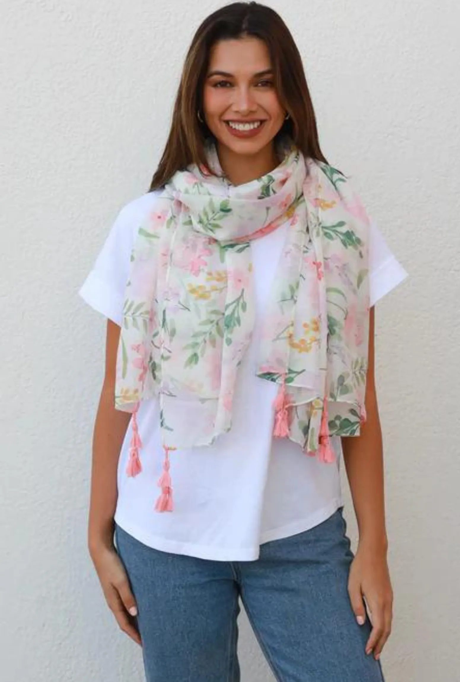 Shima Floral Scarf - Pink