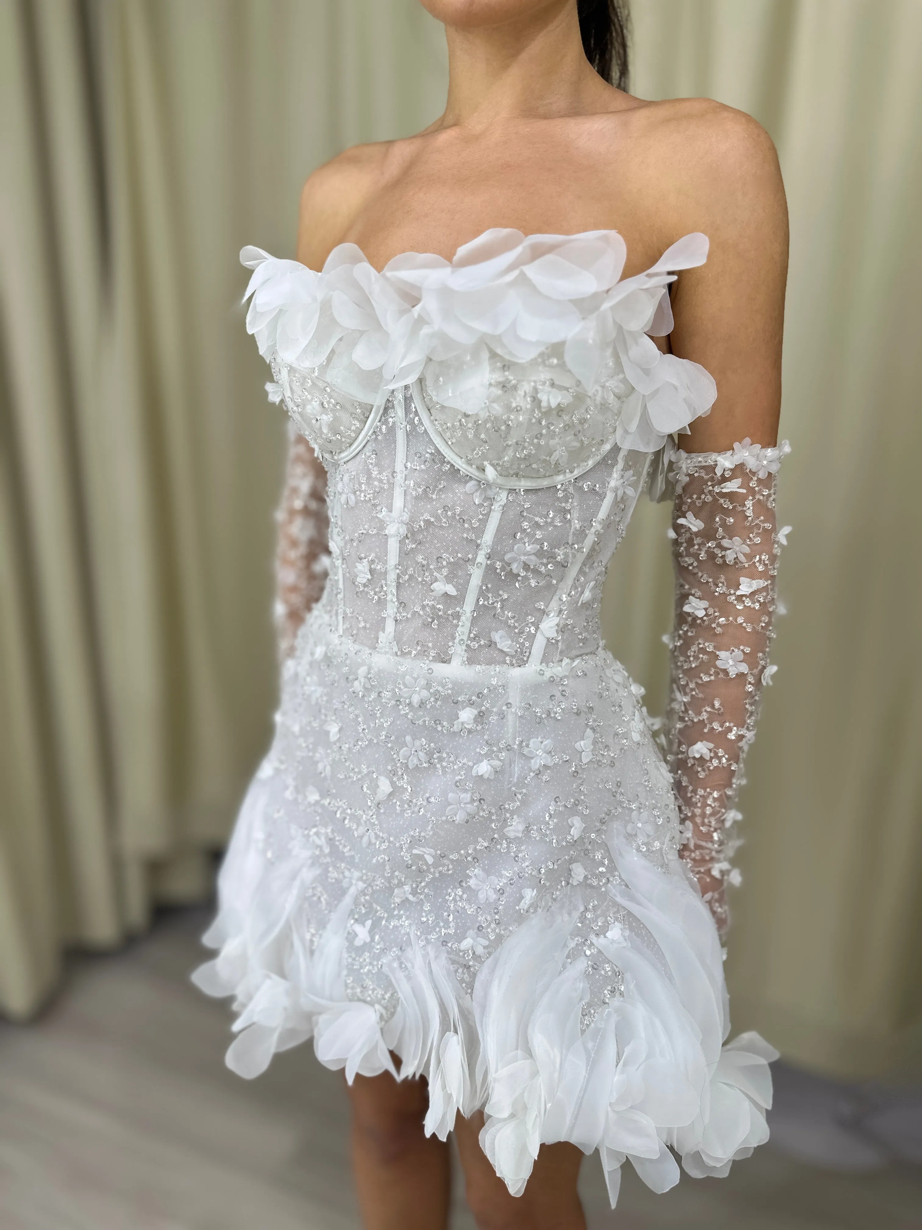 Short Floral Lace Wedding Dress Bridal Mini Chelsea