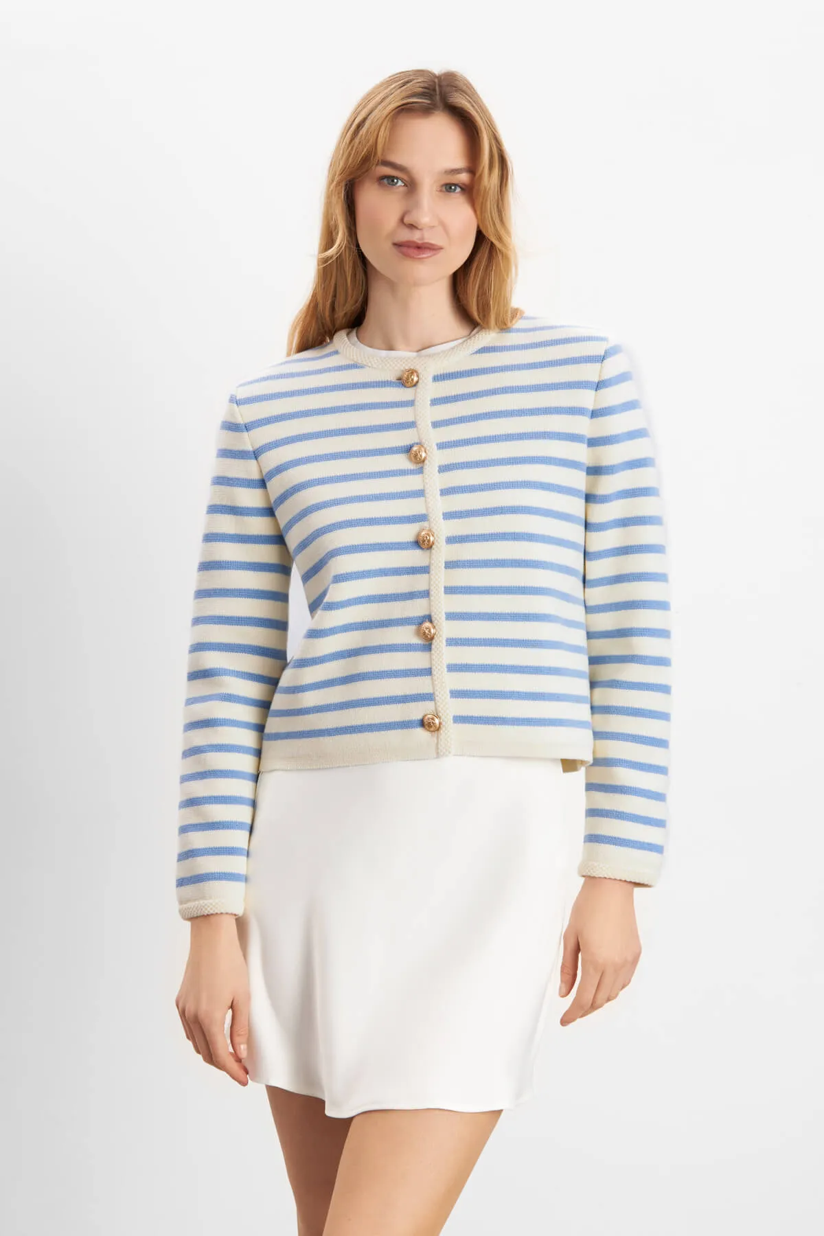 Sienna Cardigan - Striped Blue