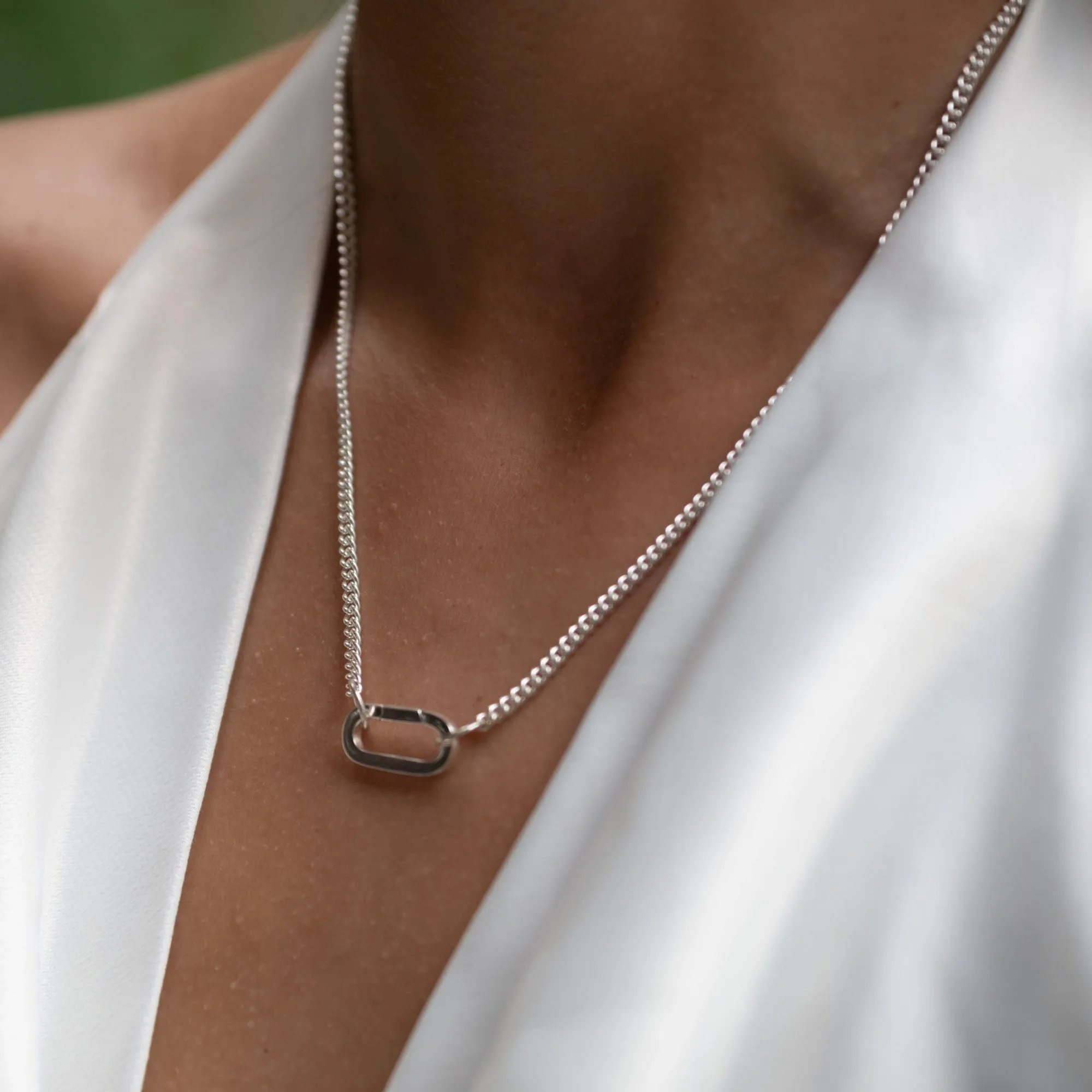 Silver Paperclip Curb Chain Necklace