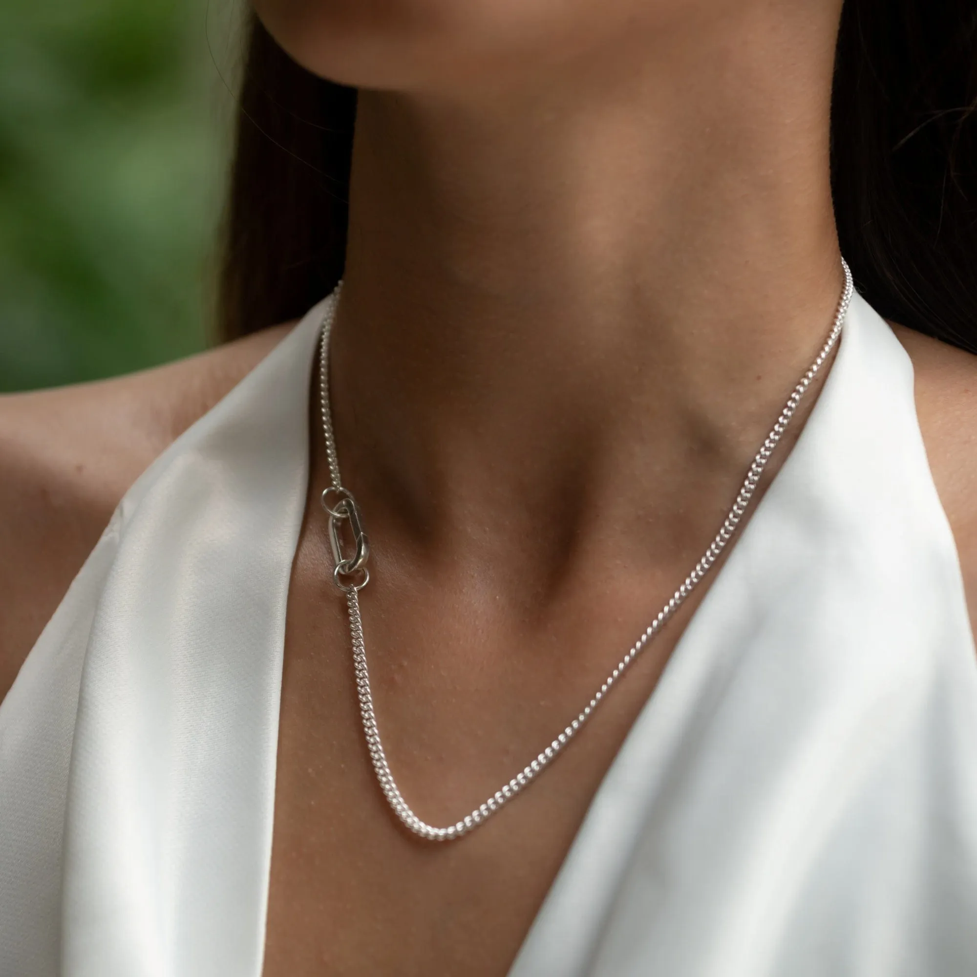 Silver Paperclip Curb Chain Necklace