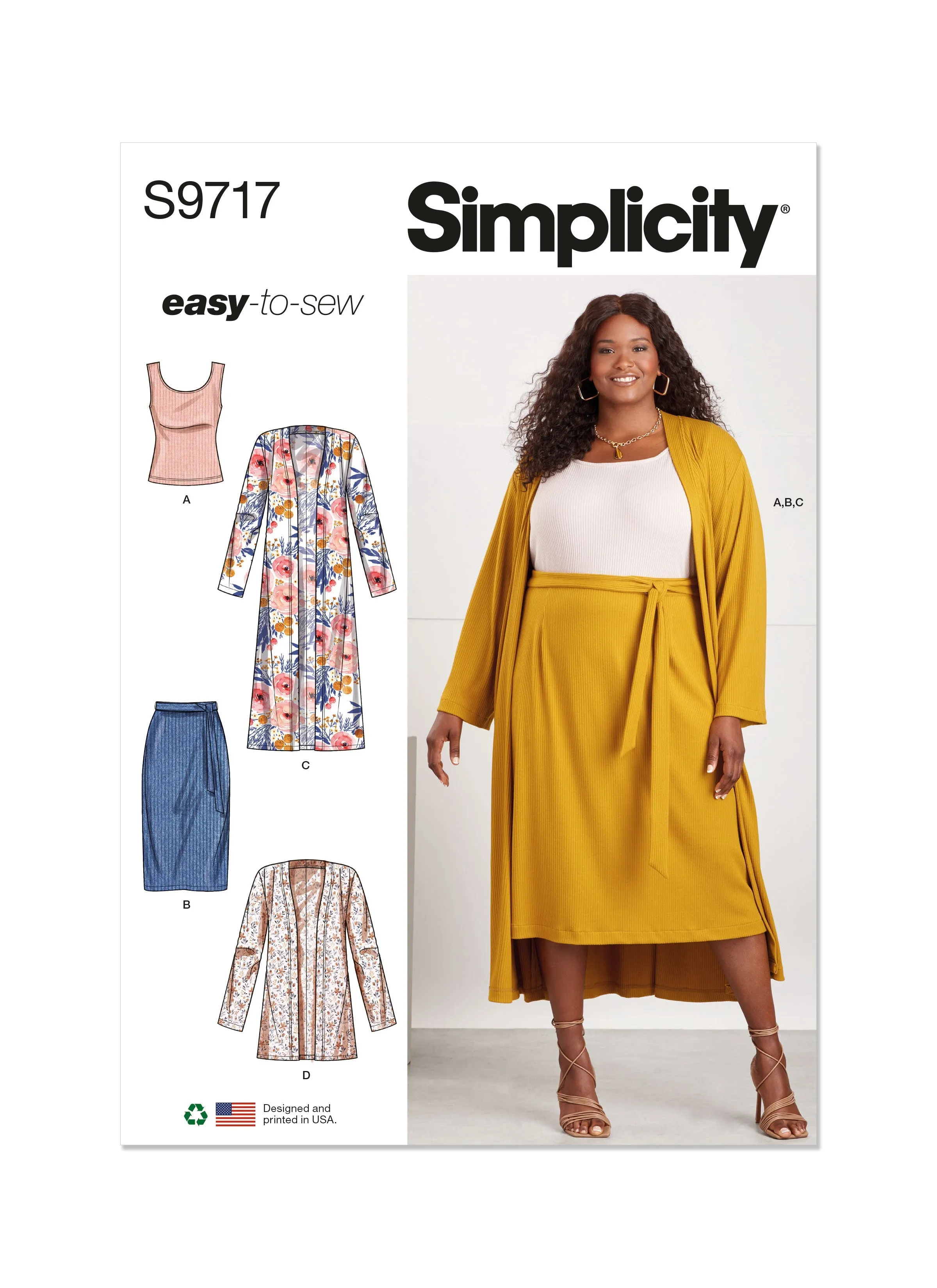 Simplicity 9717 Women's Knit Top, Cardigan and Skirt Sewing pattern