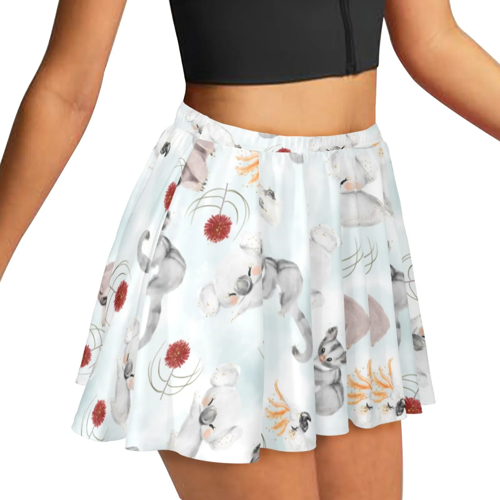 Skater Skirt Australian Animals Koala, Sugar Glider, Wombat Skater Skirt (Model D69)