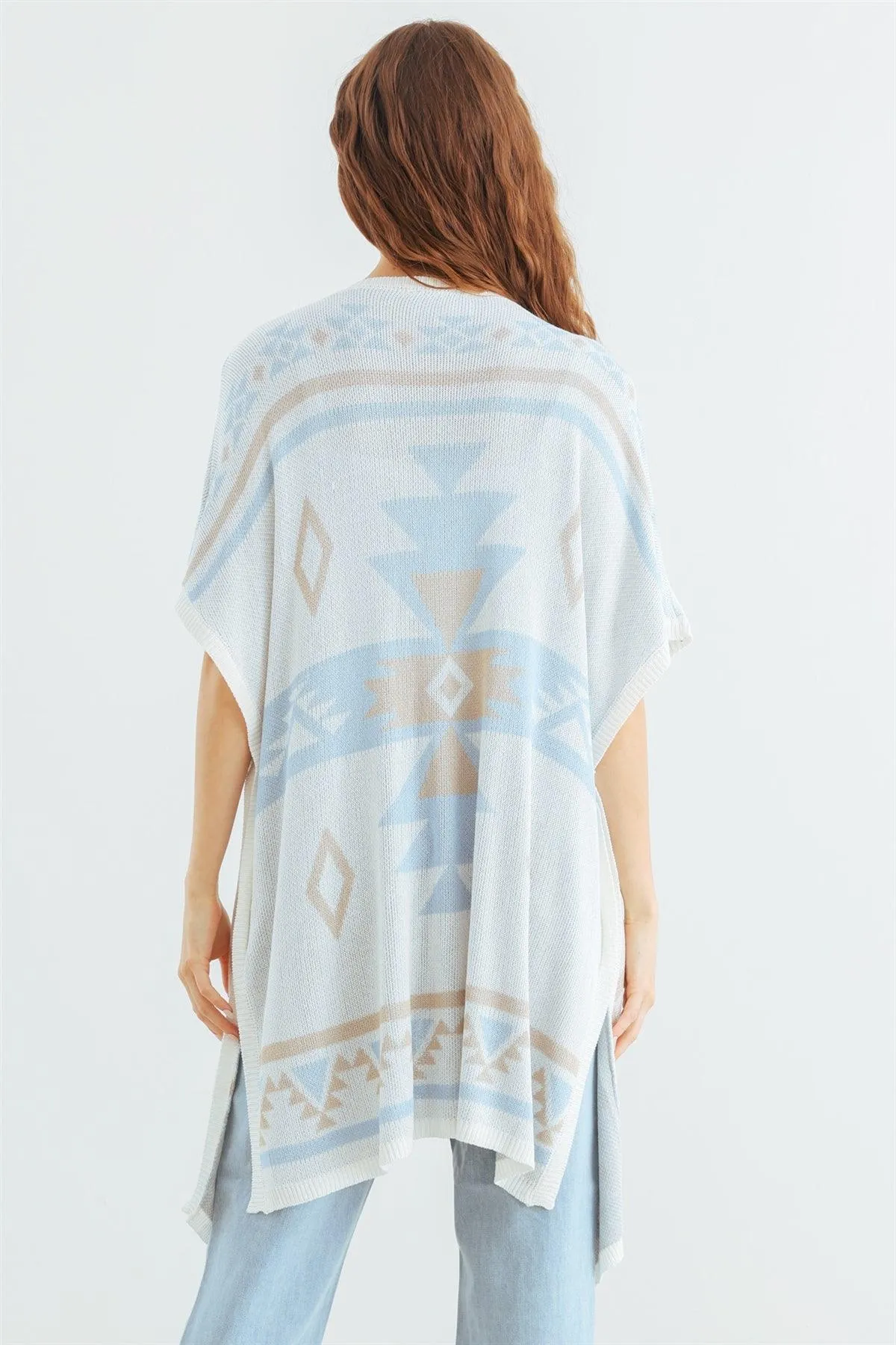 Sky Mix Tribal Print Knit Open Front Cardigan /2-2-2