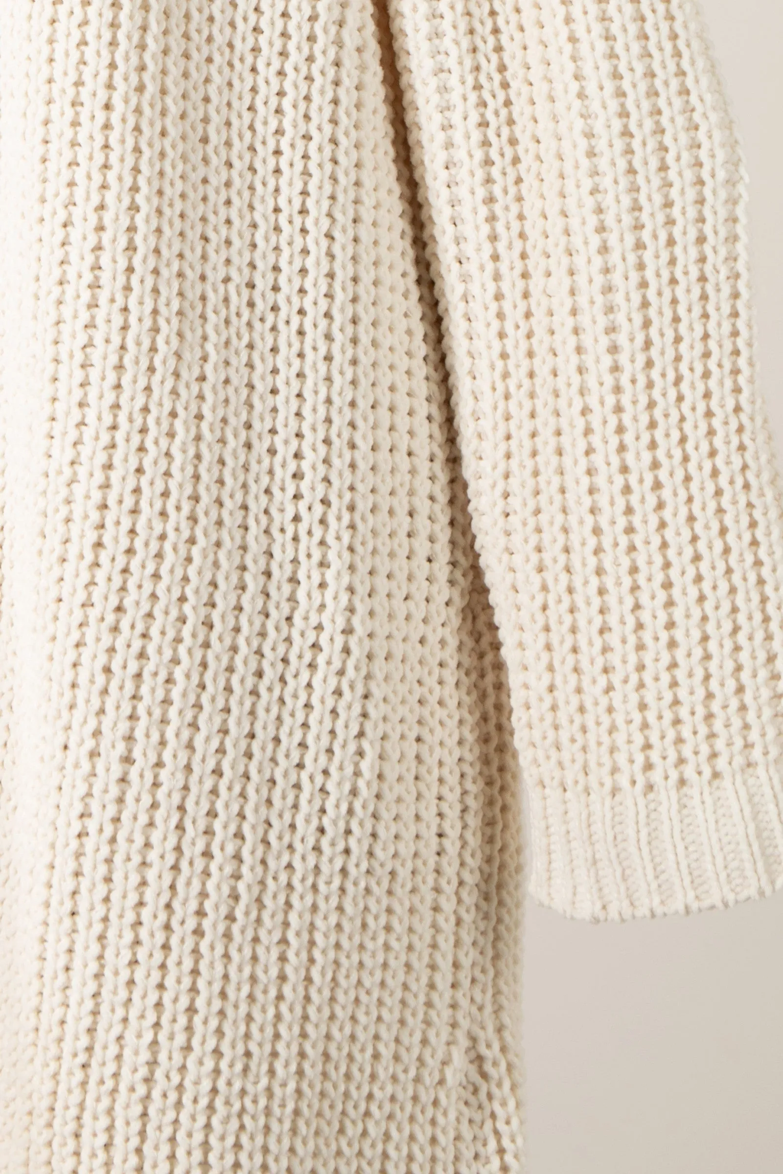 Soft Chenille Cable Knit Ribbed Hem Long Cardigan