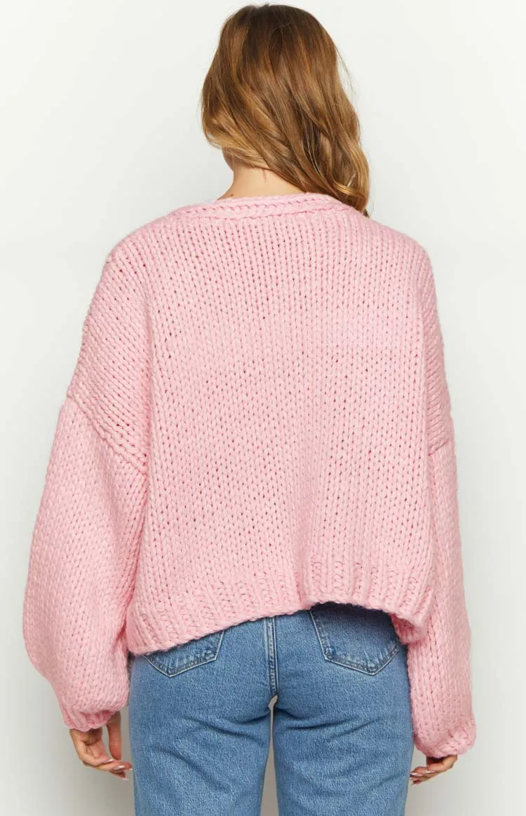 Sorbet Pink Chunky Cardigan