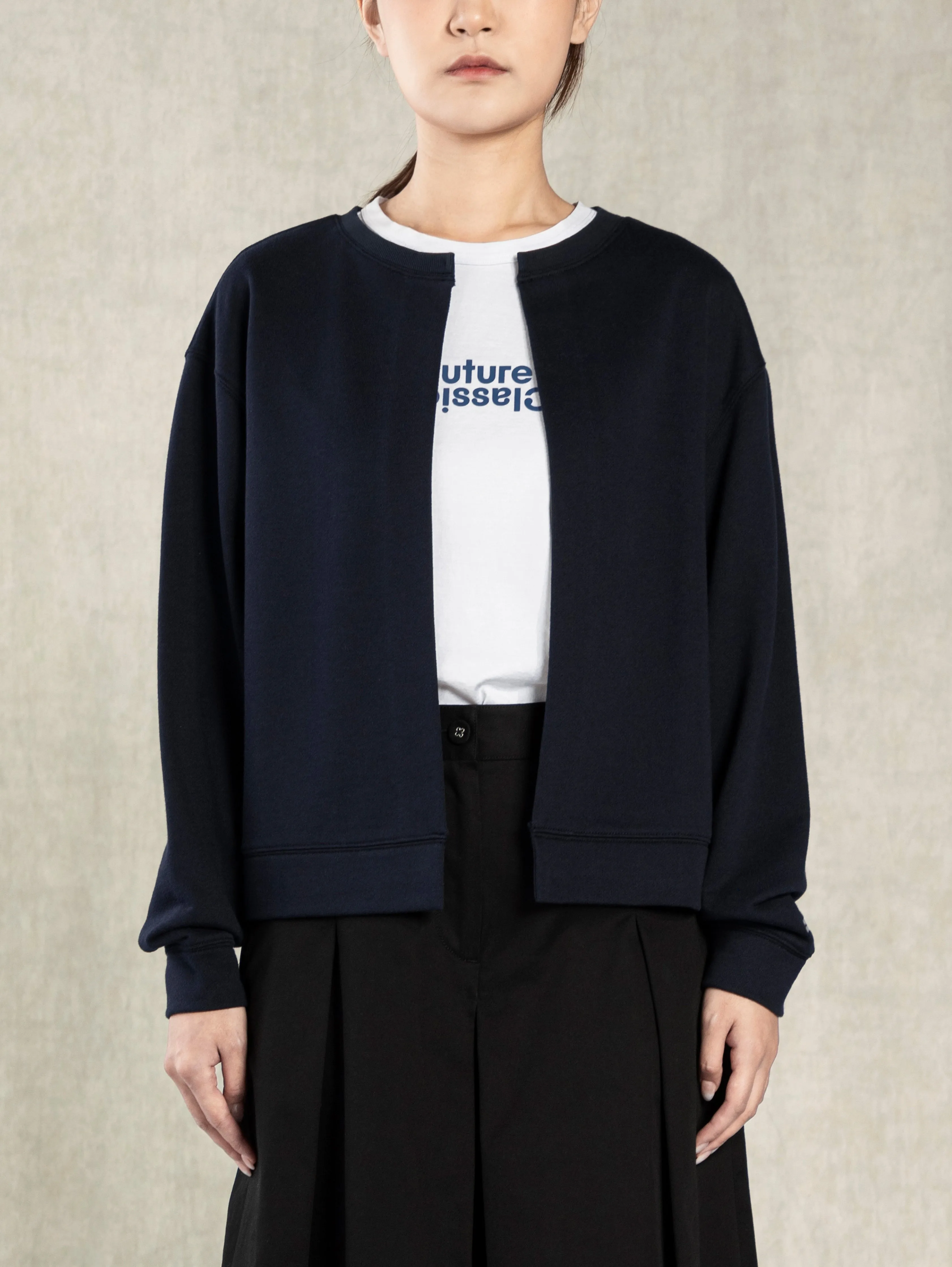 Split Cardigan Navy Blazer