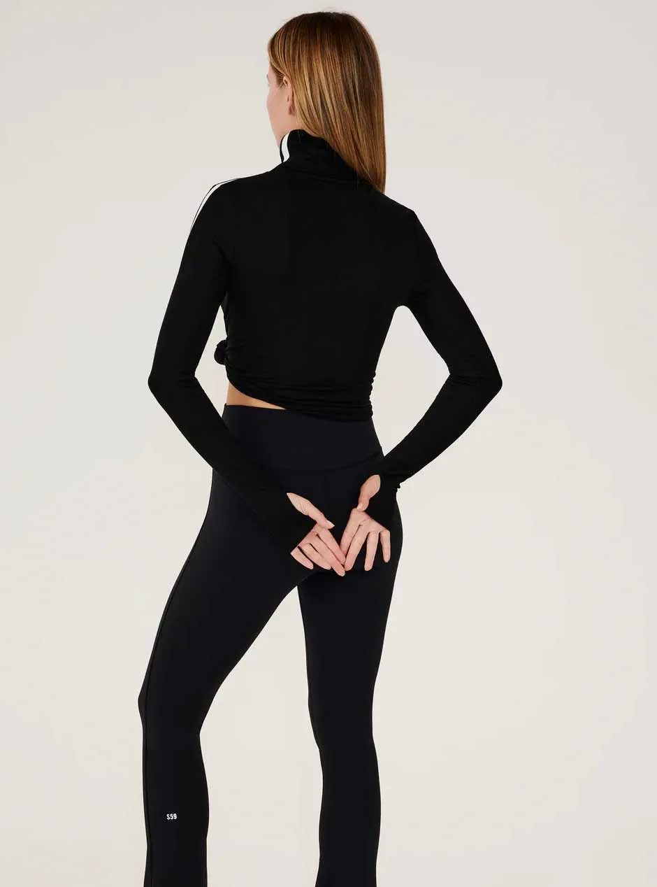 Splits59 Women's Jackson Rib Full Length Turtleneck - Black White