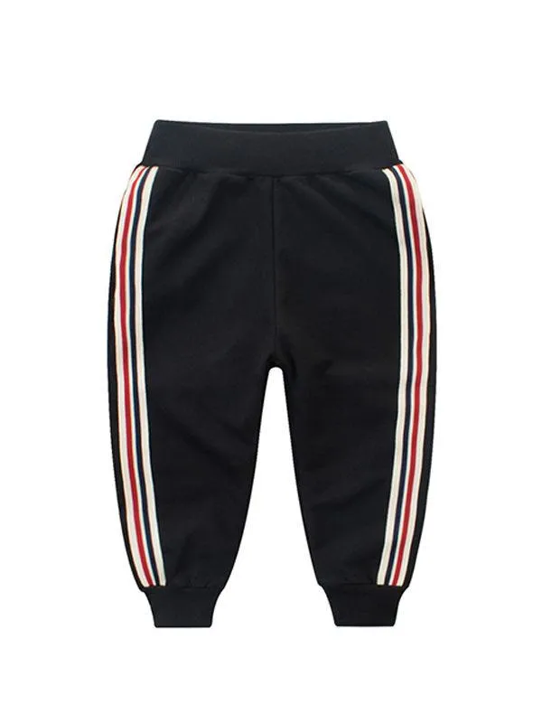 Sporty Side Stripes Pants Solid Color Trousers for Toddlers Kids