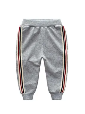 Sporty Side Stripes Pants Solid Color Trousers for Toddlers Kids