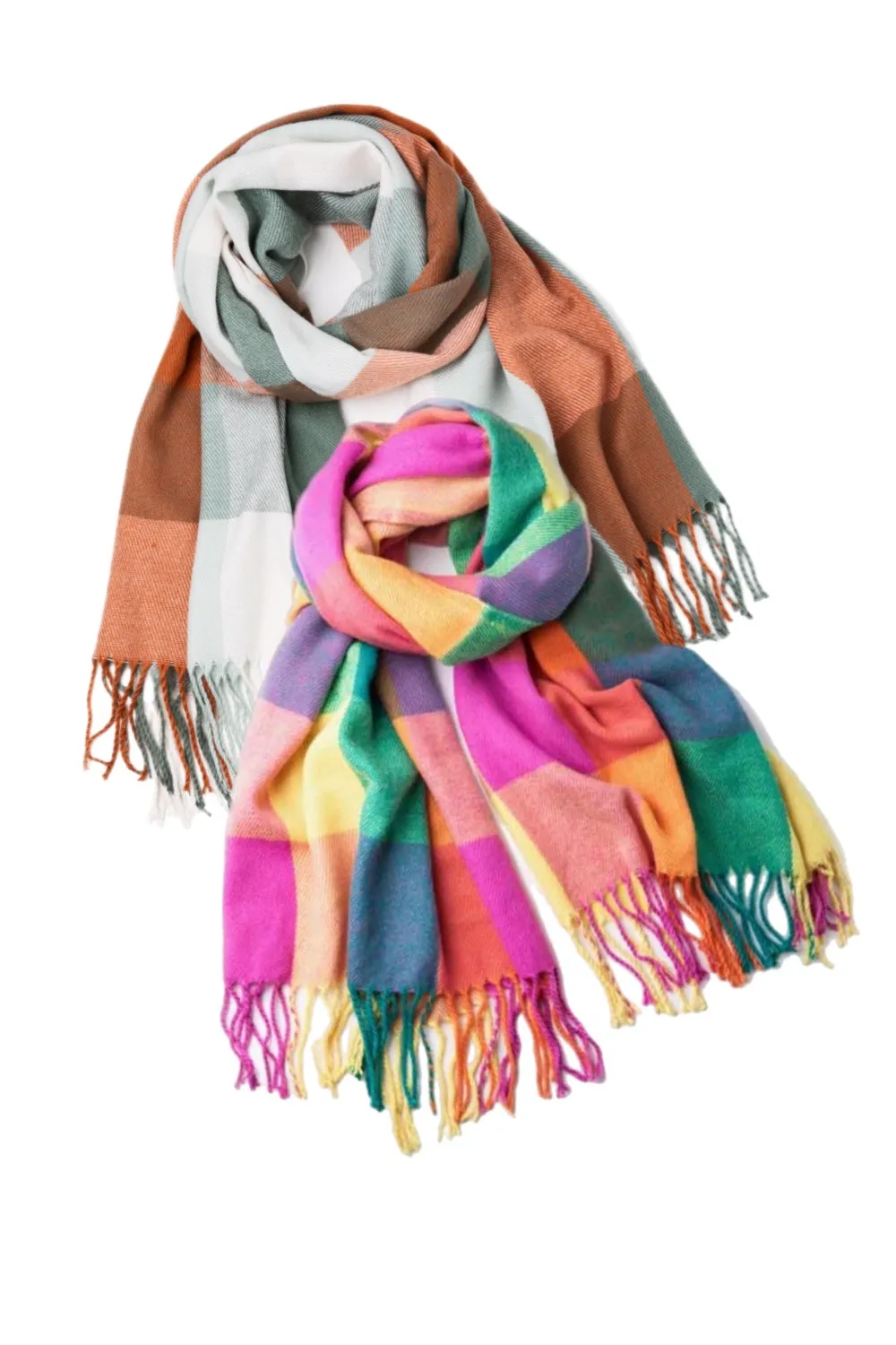 Spring Plaid Fringe Hem Scarf : 2 Colors