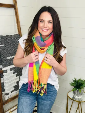 Spring Plaid Fringe Hem Scarf : 2 Colors