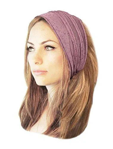 Stretch Chunky Wide Head-band, Hair-band, Lavender Boho Chic Head-wrap - 052