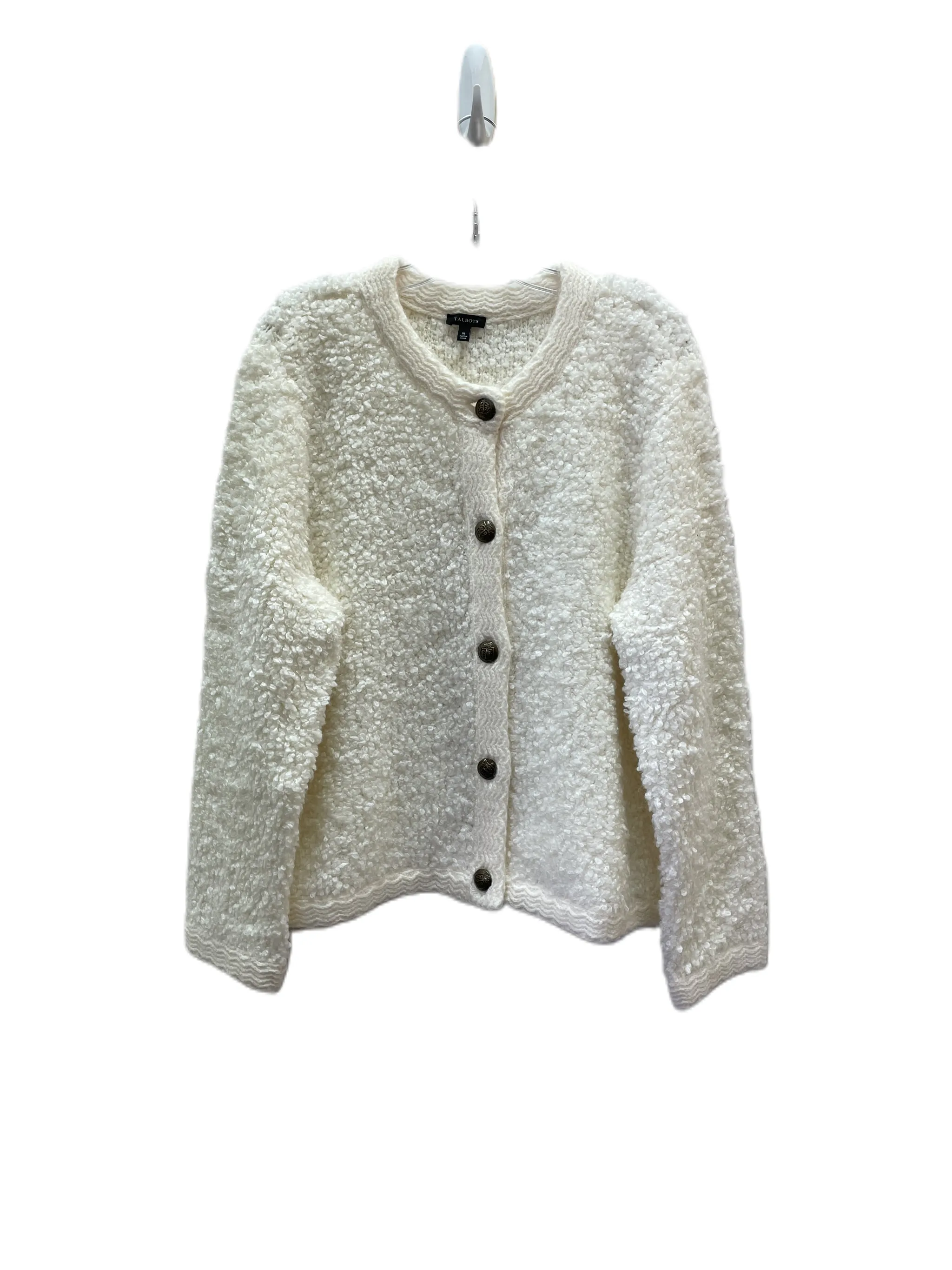 Sweater Cardigan By Talbots In Ivory, Size: Xl