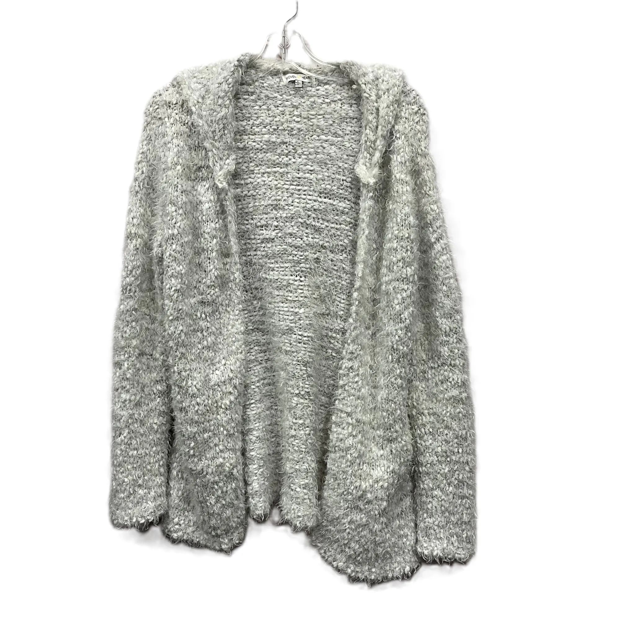 Sweater Cardigan By Woven Heart In Grey, Size: L