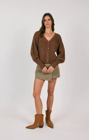 Sweeping Wind Button Front Cardigan | Oak Brown