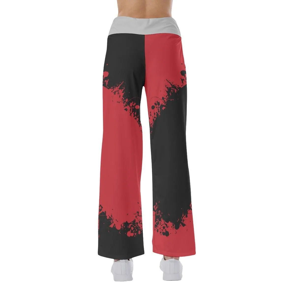 Sweet Dream Half Red Black High-waisted Wide Leg Pants