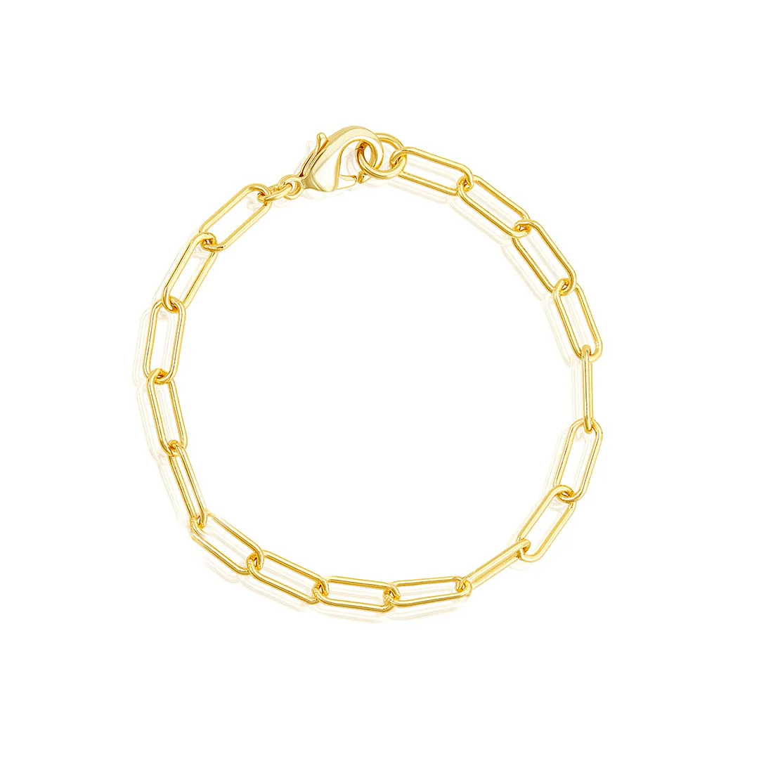 Tarnish Resistant 14k Gold Plated Chunky Paper Clip Chain Bracelet